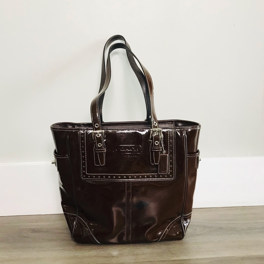 Coach Ashley Brown Patent Leather Tote/Bag
